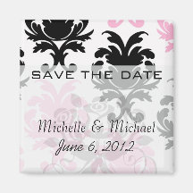 white black pink lovely bold damask fridge magnets