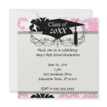 white black pink lovely bold damask custom announcements