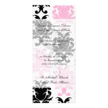 white black pink lovely bold damask invitation