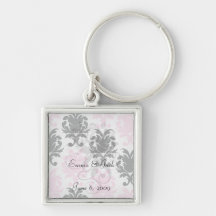 white black pink lovely bold damask keychains