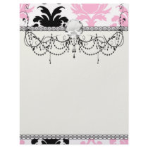 white black pink lovely bold damask custom letterhead