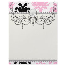 white black pink lovely bold damask letterhead design