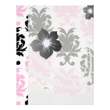 white black pink lovely bold damask customized letterhead