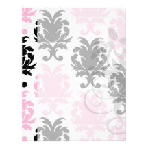 white black pink lovely bold damask letterhead design