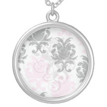 white black pink lovely bold damask custom necklace