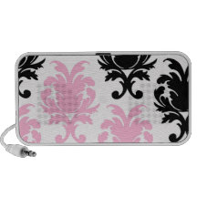 white black pink lovely bold damask portable speakers