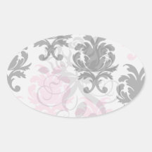 white black pink lovely bold damask sticker