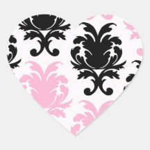 white black pink lovely bold damask stickers