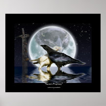 WHITE & BLACK RAVENS, TOTEM & MOON Art Poster