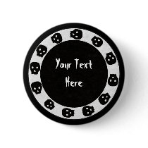 White-Black Skull Button