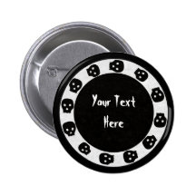 White-Black Skull Button