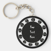 White-Black Skull Keychain