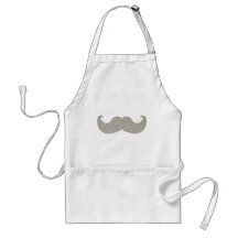White Bling Moustache (Faux Glitter Graphic) Apron