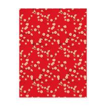 White Blossoms on Red Post Card