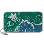 White Blue and Green Floral Grunge iPod Speakers