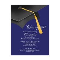 White Blue Grad Cap Graduation Party Invitation Postcards