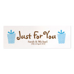 White & blue 'Just For You' Wedding favour Gift ta Business Card Template