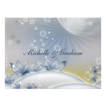 White Blue  Popular Elegant Wedding Invitation