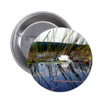White Bog Lilly Pad Pinback Buttons