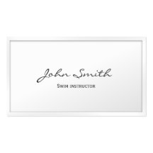 White Border Swim Instructor Business Card