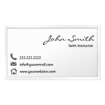 White Border Swim Instructor Business Card