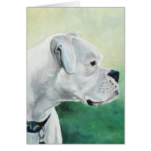 White Boxer Dog Art Greeting Card