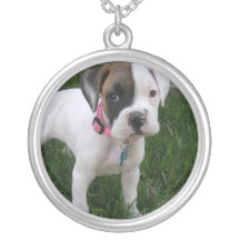 White Boxer Puppy Necklace