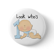 White Boy 1st Birthday Tshirts and Gifts Pinback Buttons
