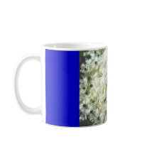 White Bridal Bouquet In Blue Mug - Cutomizable
