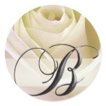 White Bridal Rose Monogram Sticker Initial B
