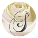 White Bridal Rose Monogram Sticker Initial S