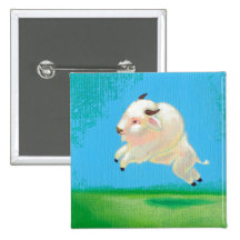 White buffalo art fun happy leaping bison painting