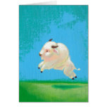 White buffalo art fun happy leaping bison painting cards