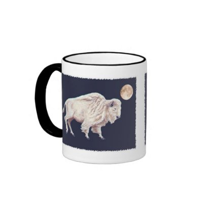 White Buffalo Full Moon Coffee Mugs by Linda_MN