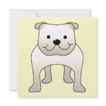 White Bulldog. Cute Dog Cartoon. Personalized Announcement
