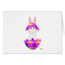 White Bunny Pink Decorated Easter Egg Cards
