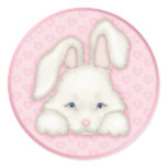 White Bunny - Pink Round Stickers