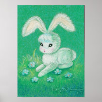 White Bunny Rabbit With Floppy Ears Posters