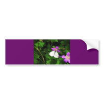 White Butterfly on Purple Flowers Bumper Stickers
