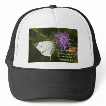 White Butterfly on Purple Wildflower Mesh Hats