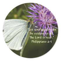 White Butterfly on Purple Wildflower Sticker
