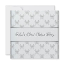 White Butterfly Sweet 16 Birthday Party Announcement
