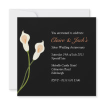 White Calla Lilies Anniversary Party -black Custom Announcement