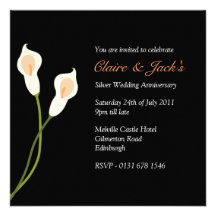 White Calla Lilies Anniversary Party -black Custom Announcement