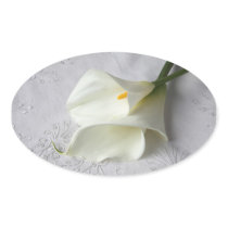 white calla lilies on embroidered cloth stickers