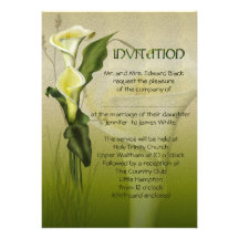 White Calla Wedding Personalized Invitations