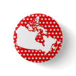 White Canadian Map on Red Maple Leaf Background Pin