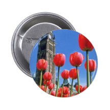 White Canadian Tulip Festival, Peace Tower with tu Pinback Buttons