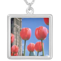 White Canadian Tulip Festival, Peace Tower with tu Personalized Necklace