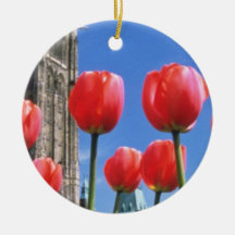 White Canadian Tulip Festival, Peace Tower with tu Ornament